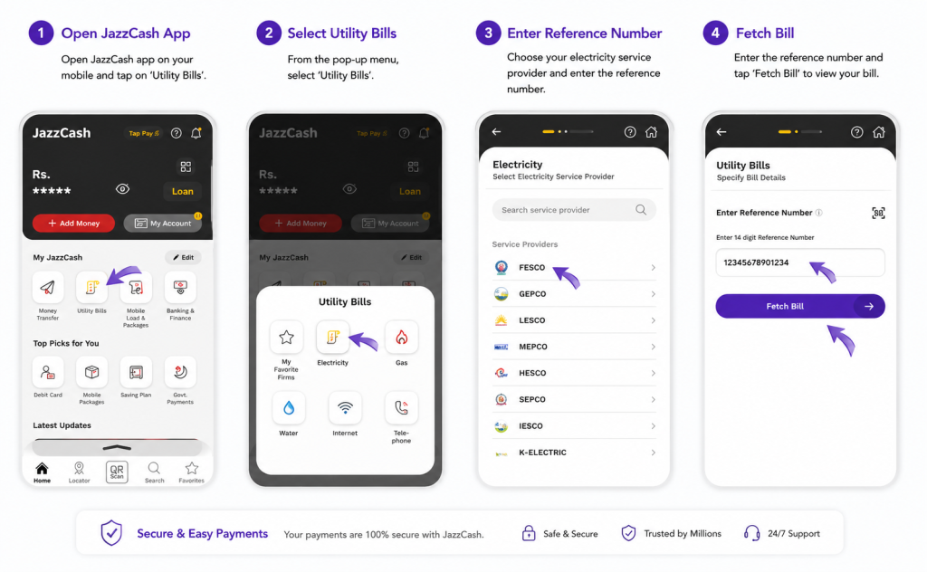 FESCO bill using JazzCash